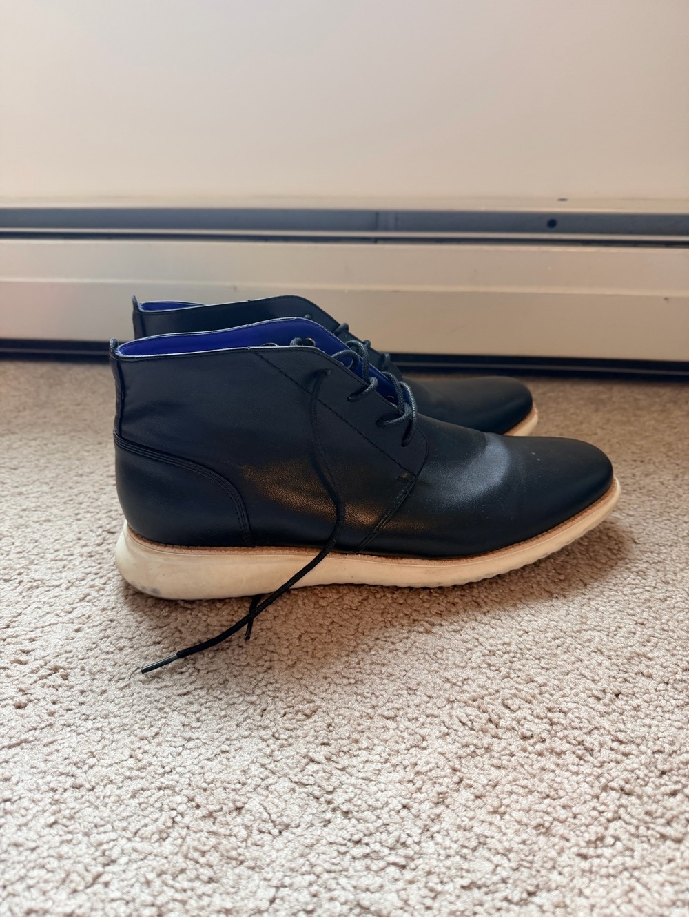 Nine West Black Leather Chukka Boots with Blue Lining